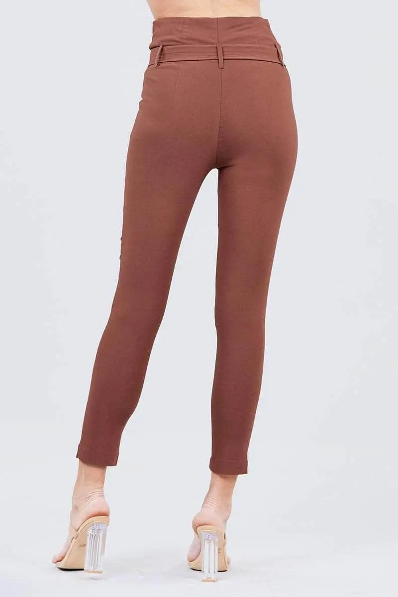 High Waisted Belted Pegged Stretch Pant Blue Zone Planet