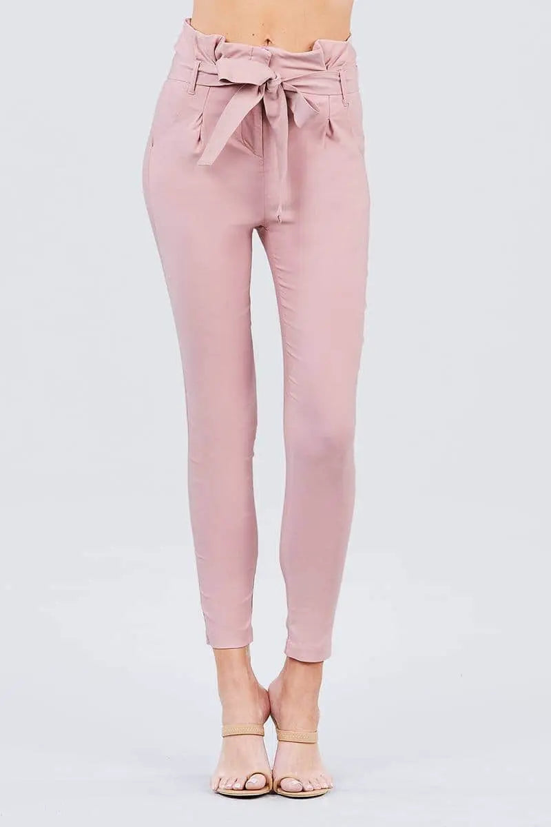 High Waisted Belted Pegged Stretch Pant Blue Zone Planet