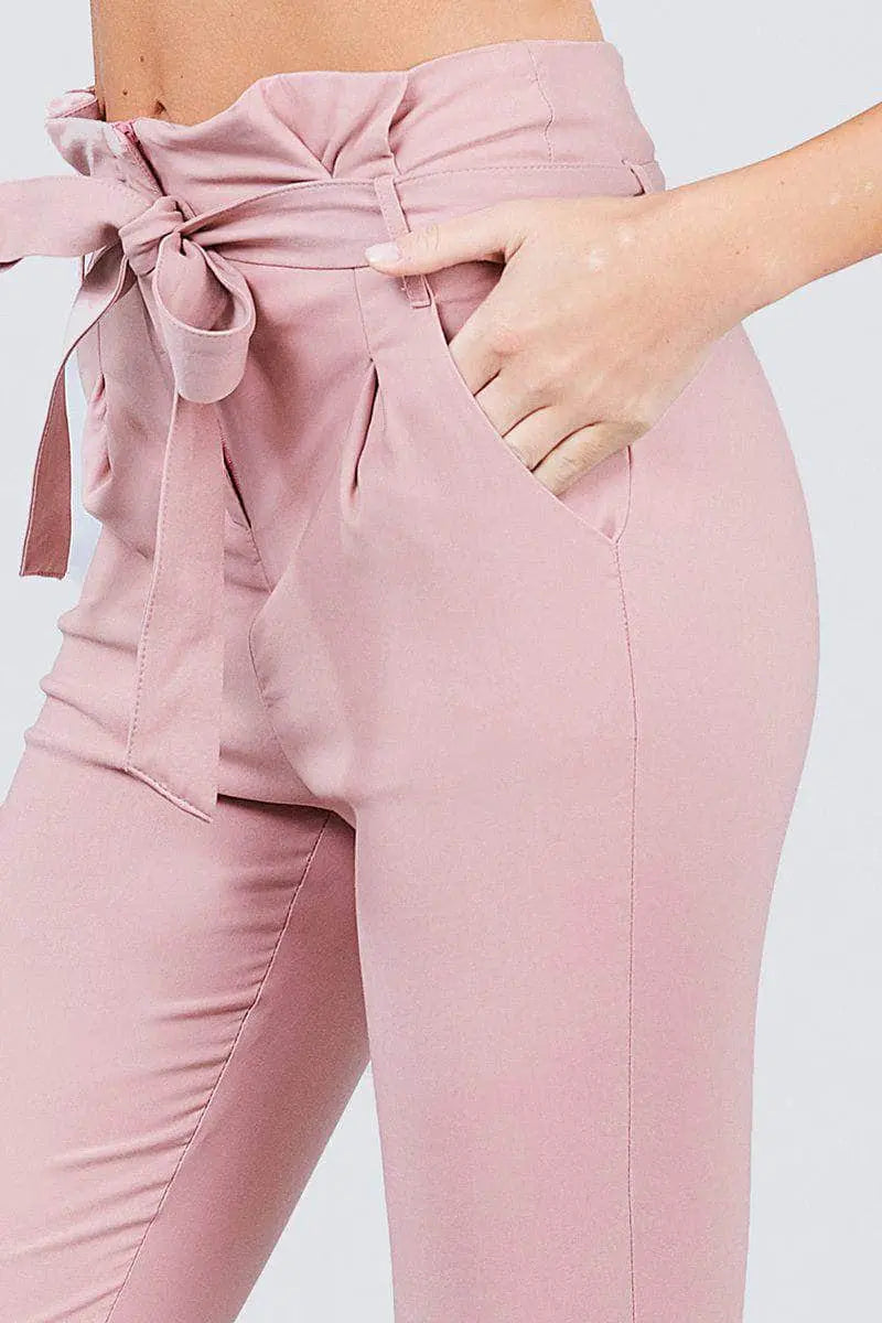 High Waisted Belted Pegged Stretch Pant Blue Zone Planet