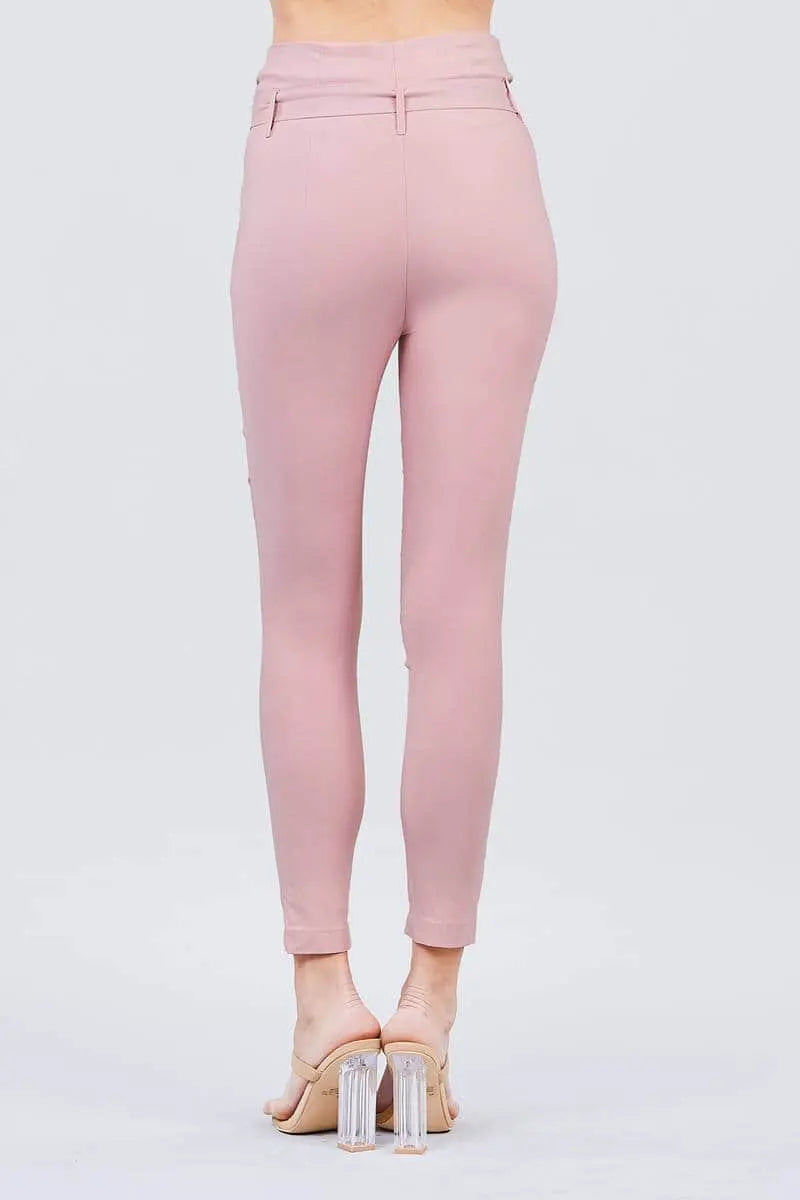 High Waisted Belted Pegged Stretch Pant Blue Zone Planet