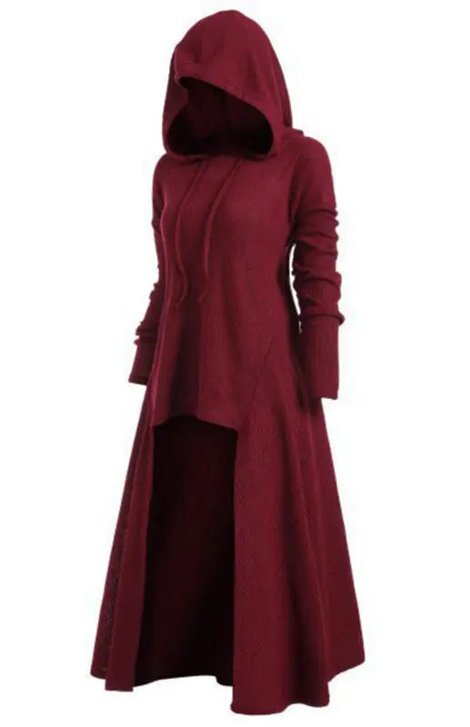 Hooded Casual Loose Elastic Solid Coat Dress kakaclo