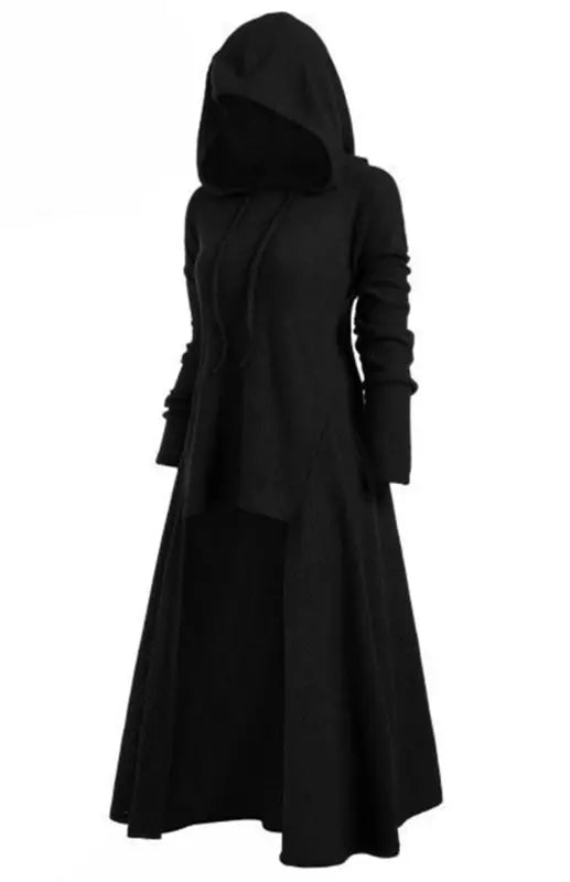 Hooded Casual Loose Elastic Solid Coat Dress kakaclo