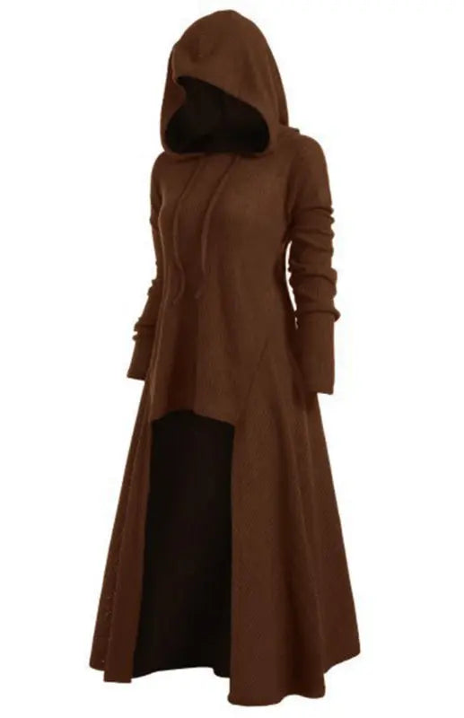 Hooded Casual Loose Elastic Solid Coat Dress kakaclo