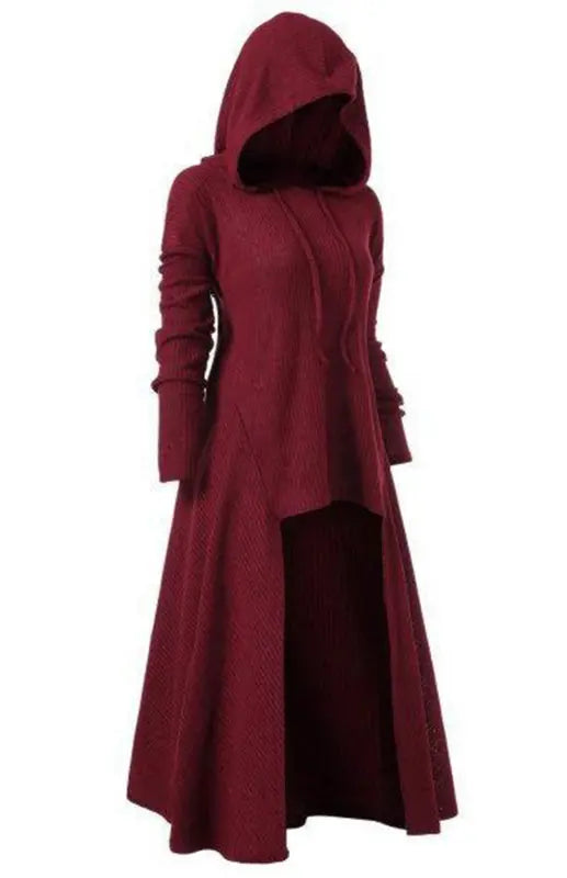 Hooded Casual Loose Elastic Solid Coat Dress kakaclo