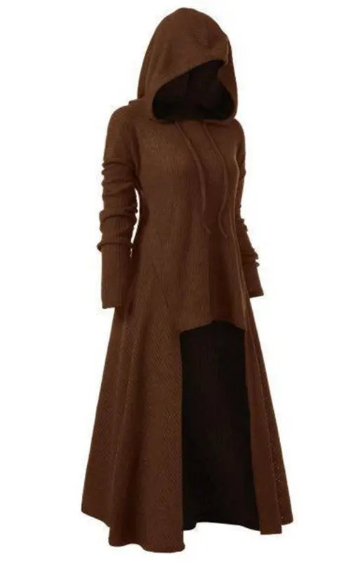 Hooded Casual Loose Elastic Solid Coat Dress kakaclo