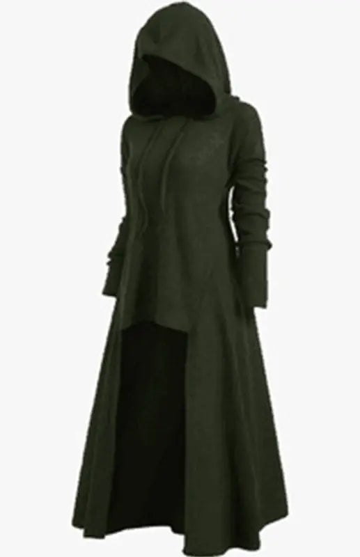 Hooded Casual Loose Elastic Solid Coat Dress kakaclo