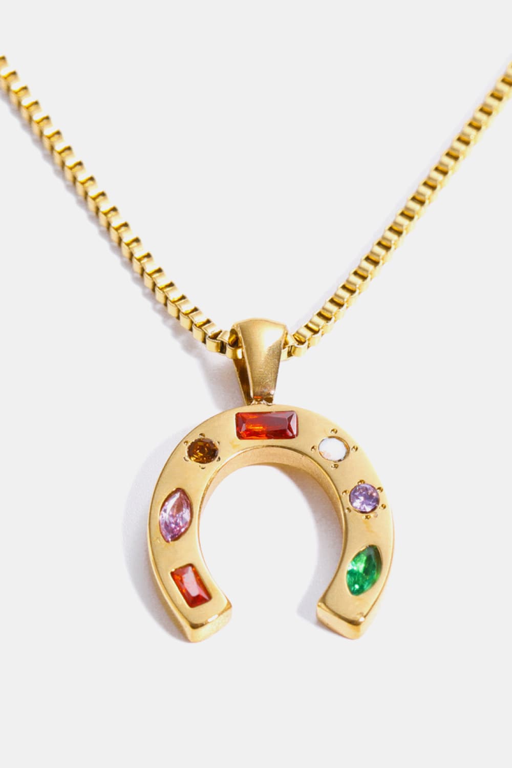 Inlaid Zircon Pendant Stainless Steel Necklace BLUE ZONE PLANET