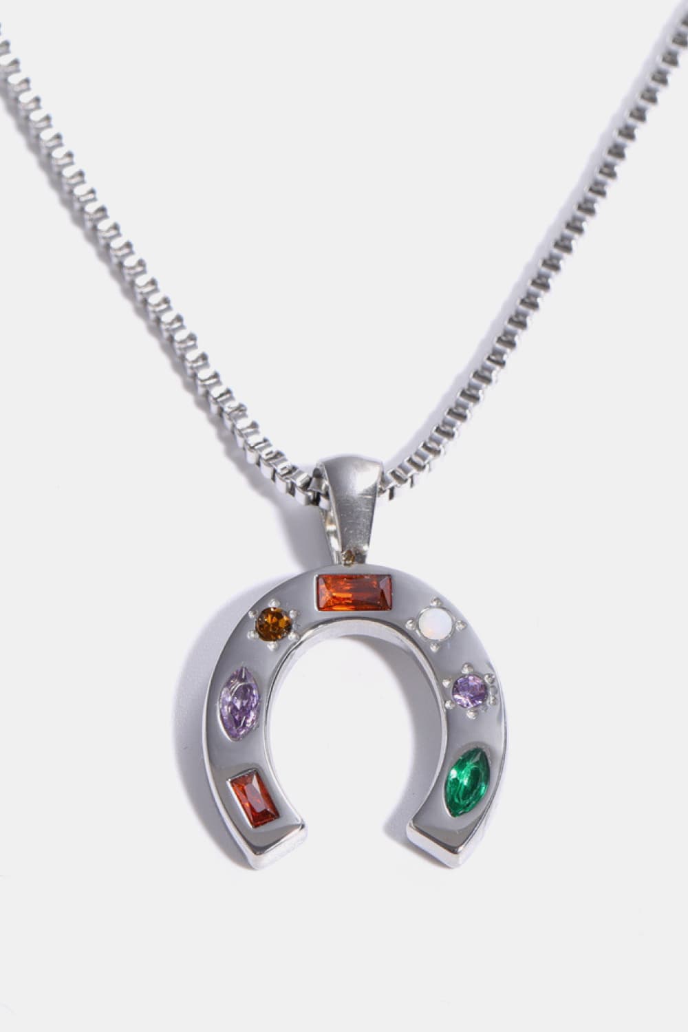 Inlaid Zircon Pendant Stainless Steel Necklace BLUE ZONE PLANET