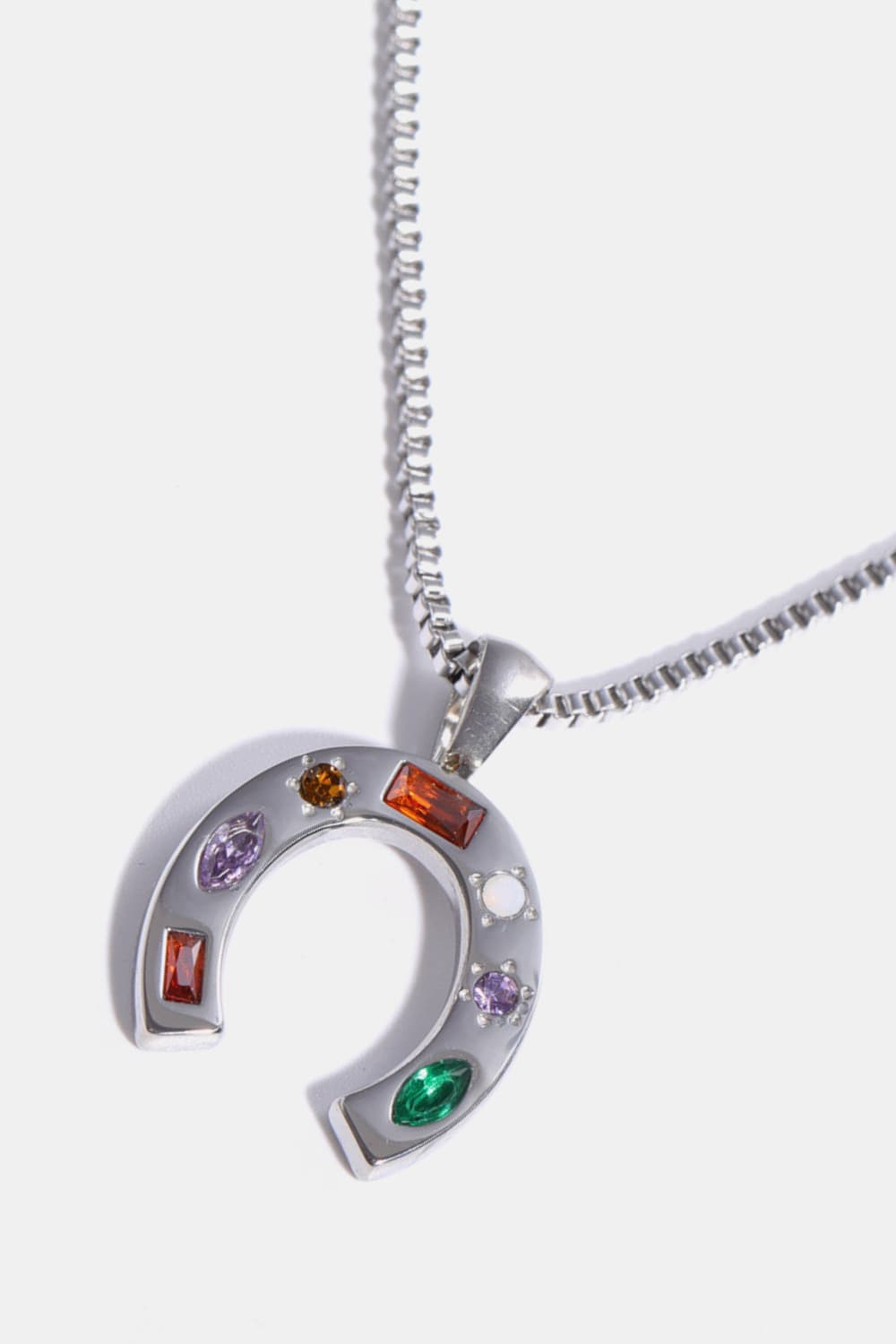 Inlaid Zircon Pendant Stainless Steel Necklace BLUE ZONE PLANET