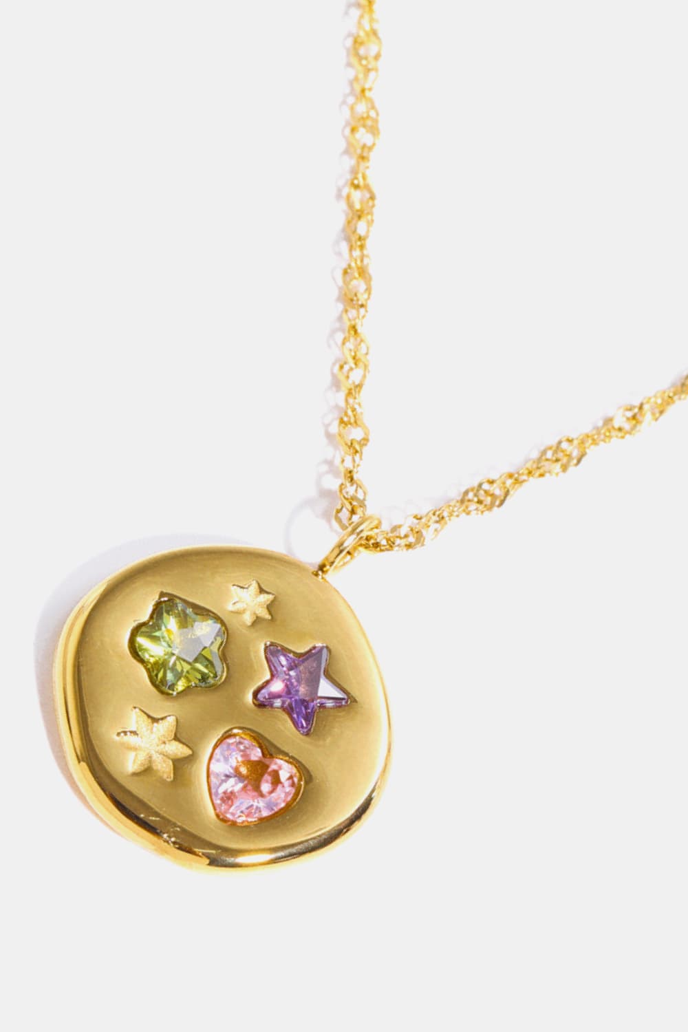 Inlaid Zircon Pendant Stainless Steel Necklace BLUE ZONE PLANET