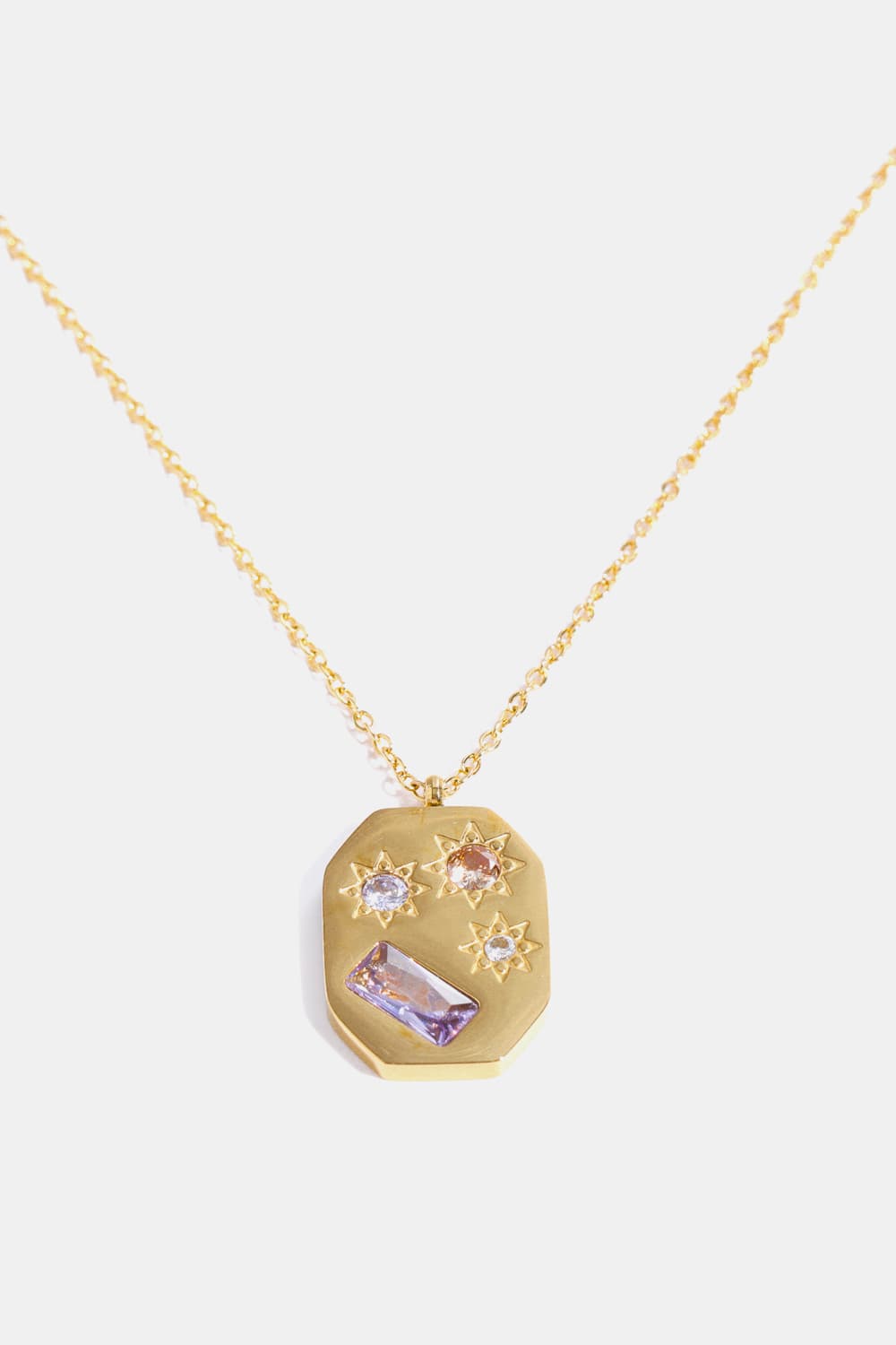 Inlaid Zircon Pendant Stainless Steel Necklace BLUE ZONE PLANET