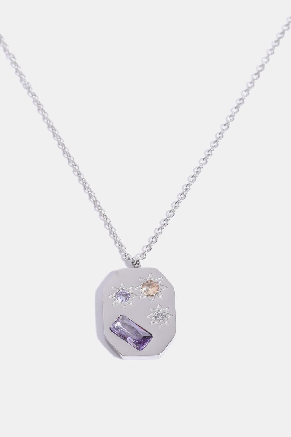 Inlaid Zircon Pendant Stainless Steel Necklace BLUE ZONE PLANET