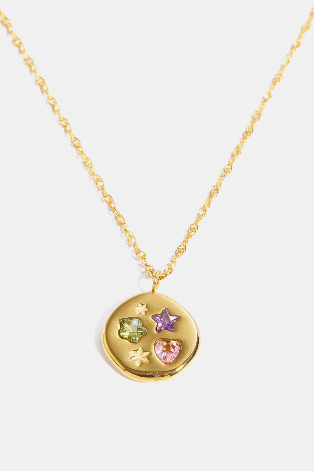 Inlaid Zircon Pendant Stainless Steel Necklace BLUE ZONE PLANET