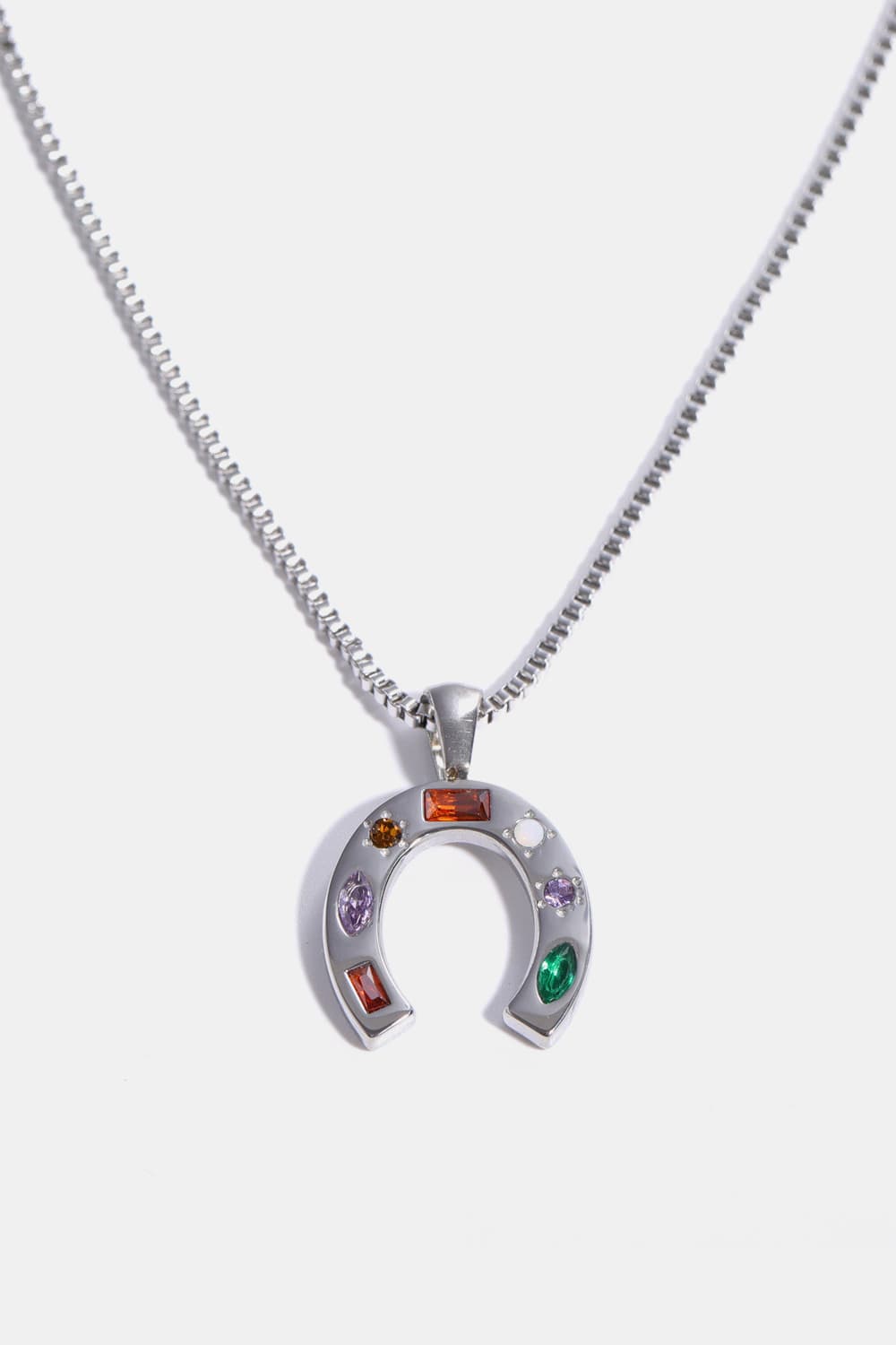 Inlaid Zircon Pendant Stainless Steel Necklace BLUE ZONE PLANET