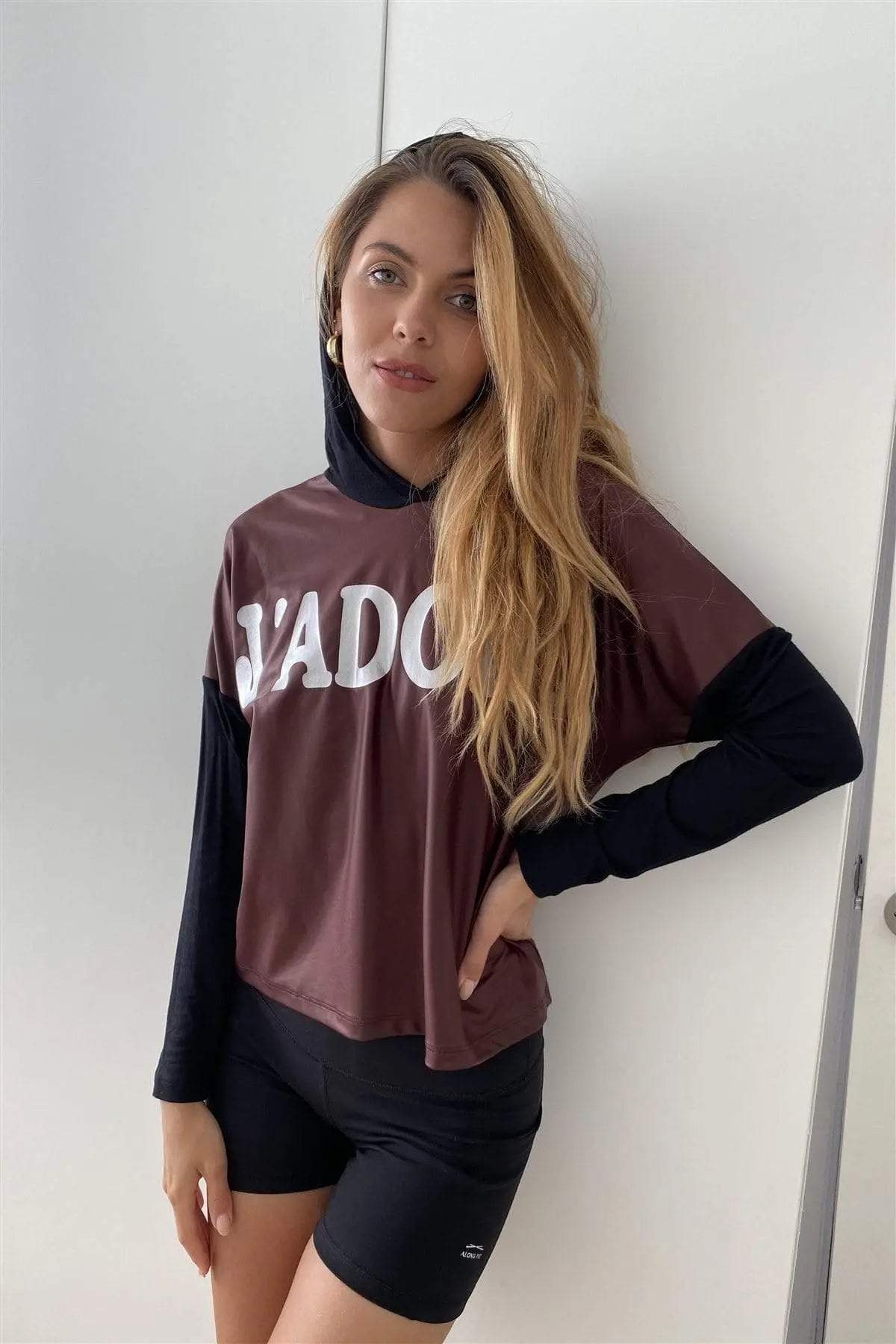 "J'ADORE" Silver Graphic Hoodie Top Blue Zone Planet