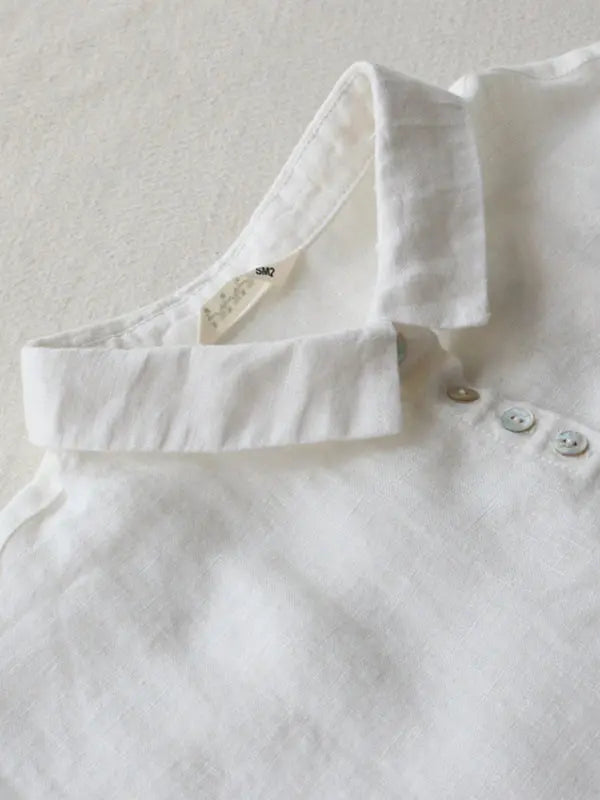Jade's Simple Loose Three-Quarter Sleeve Lapel Shirt Dress BLUE ZONE PLANET