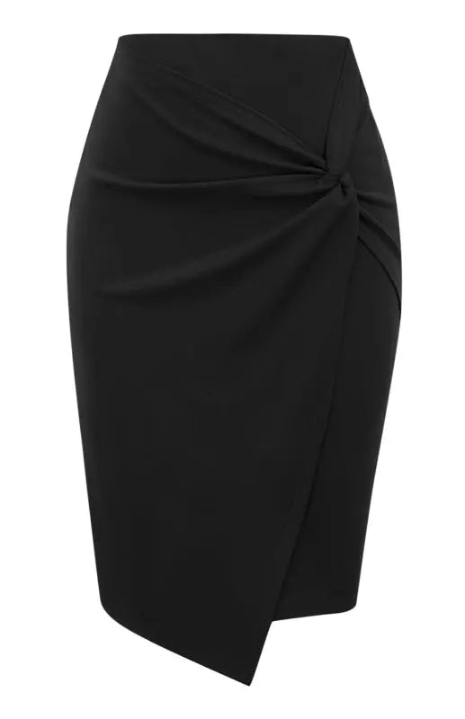 Janet's Pleated Solid Color Bodycon Midi Skirt kakaclo