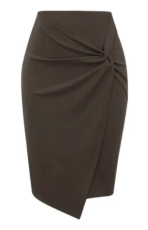 Janet's Pleated Solid Color Bodycon Midi Skirt kakaclo