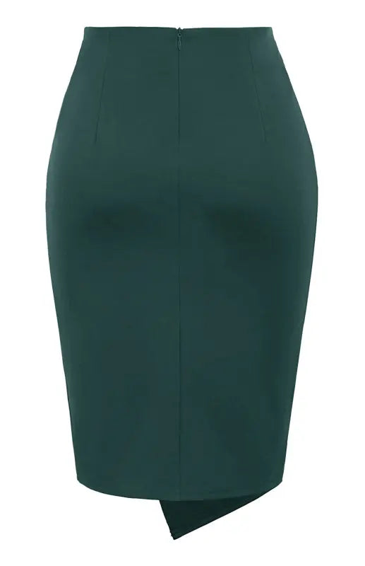 Janet's Pleated Solid Color Bodycon Midi Skirt kakaclo