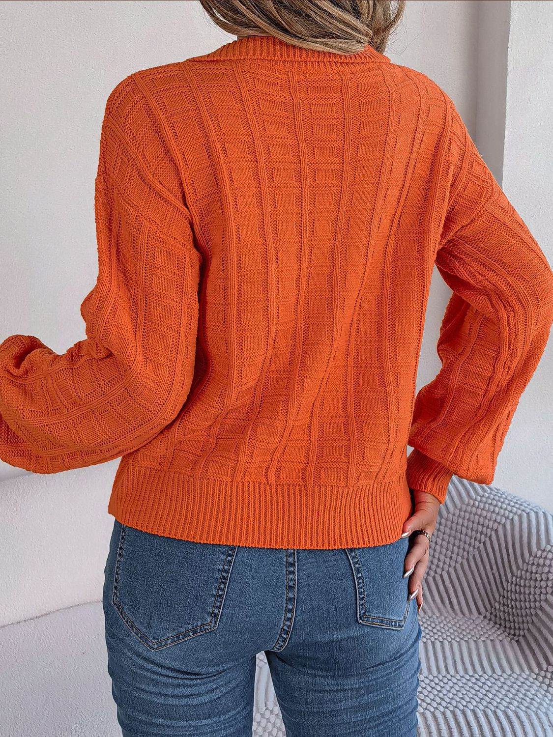 Johnny Collar Drop Shoulder Sweater BLUE ZONE PLANET