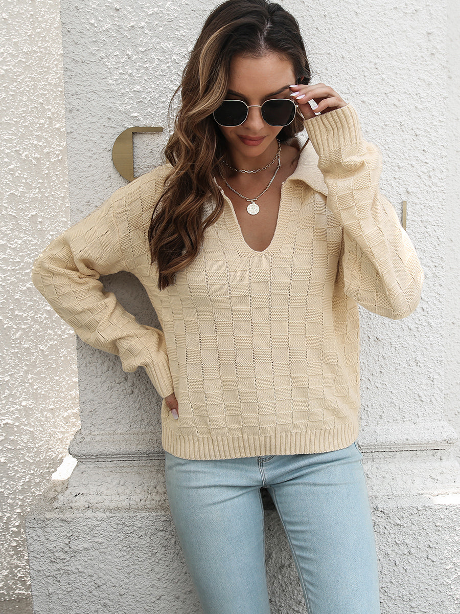 Johnny Collar Dropped Shoulder Sweater BLUE ZONE PLANET
