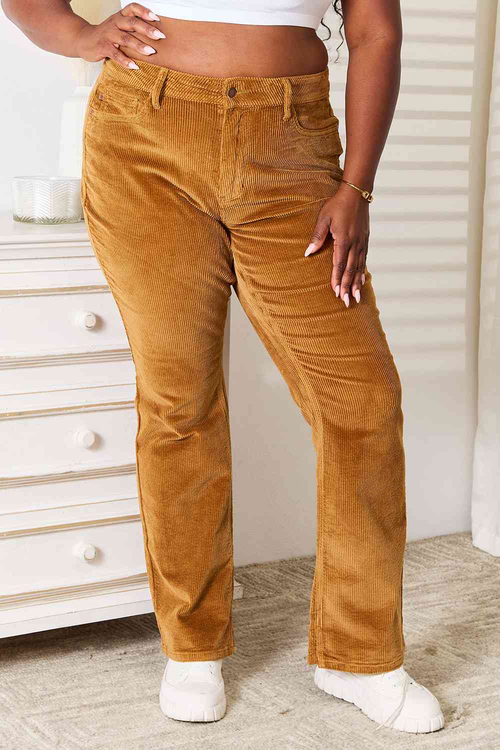 Judy Blue Full Size Mid Rise Corduroy Pants BLUE ZONE PLANET
