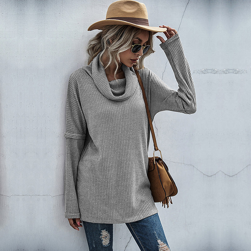 Blue Zone Planet | pile collar bottoming knitted sweater long sleeve inner layer BLUE ZONE PLANET