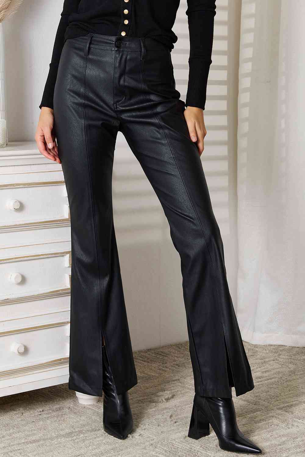 Kancan Slit Flare Leg Pants BLUE ZONE PLANET