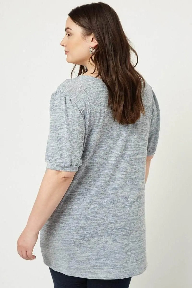 Knit V-neck Top Blue Zone Planet