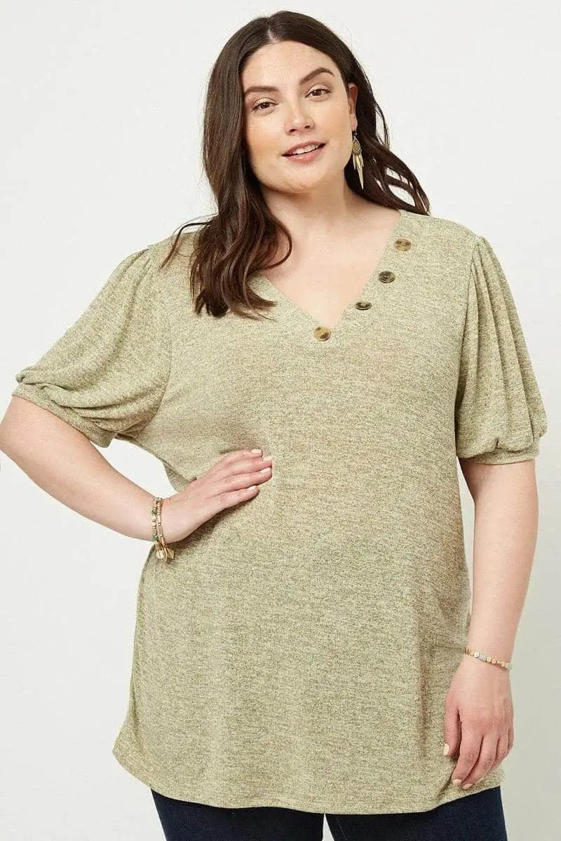 Knit V-neck Top Blue Zone Planet