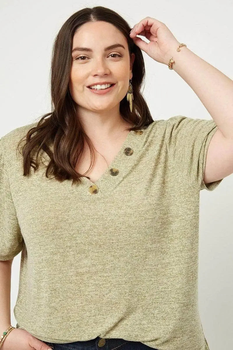 Knit V-neck Top Blue Zone Planet