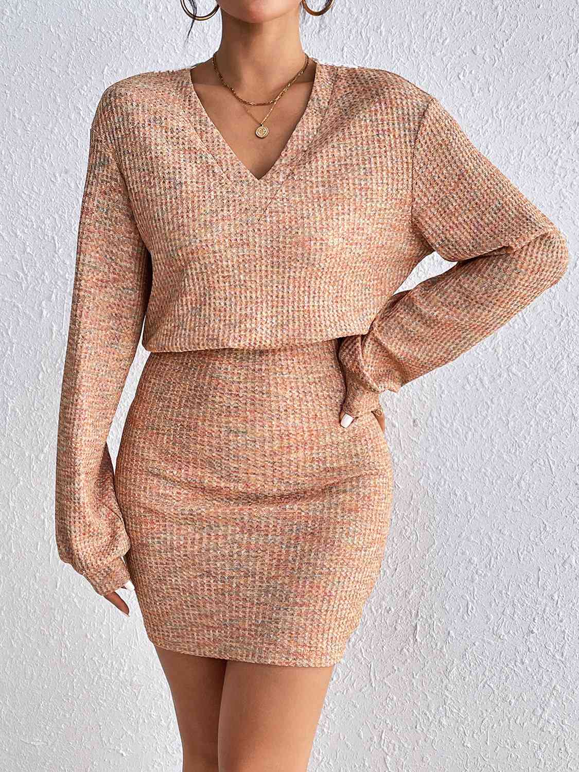 Lace Detail V-Neck Mini Dress BLUE ZONE PLANET