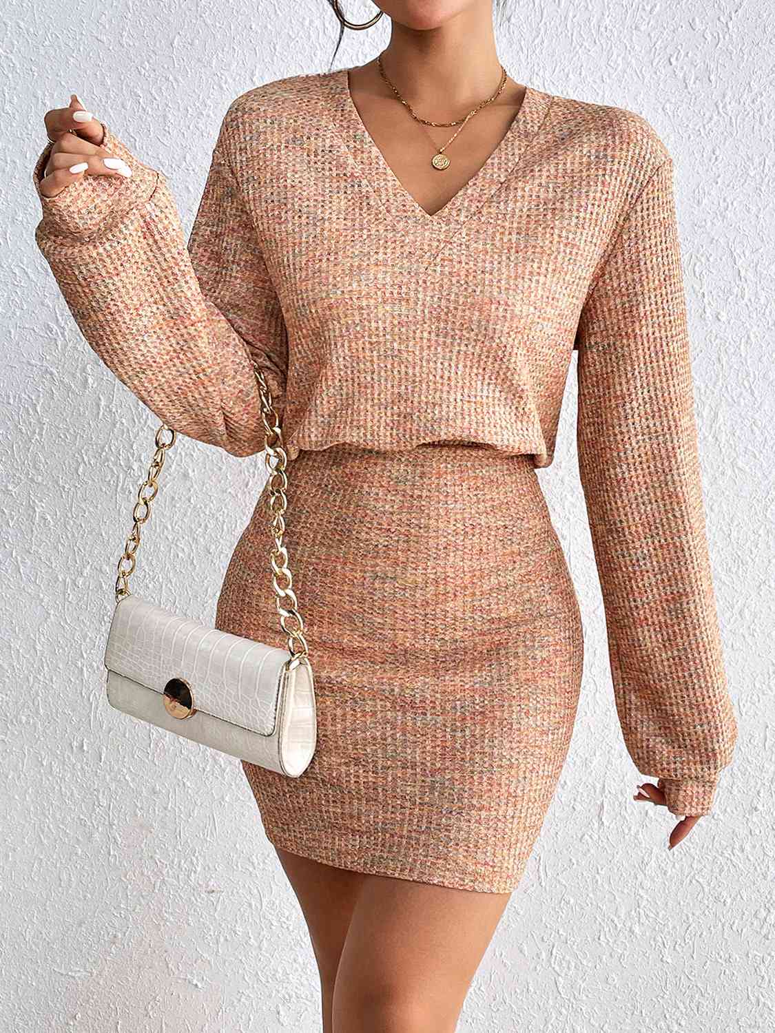 Lace Detail V-Neck Mini Dress BLUE ZONE PLANET