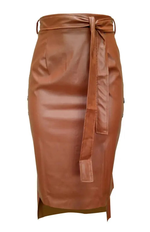 Ladies Fashion Slit Mid Length Slim Skirt kakaclo