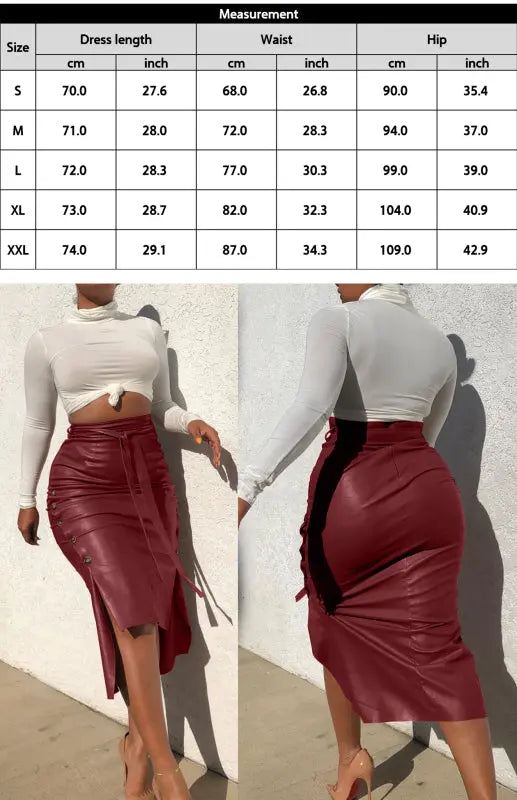 Ladies Fashion Slit Mid Length Slim Skirt kakaclo