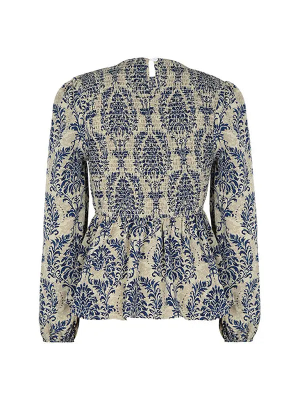 Ladies New Round Neck Elegant Slim Long Sleeve Print kakaclo