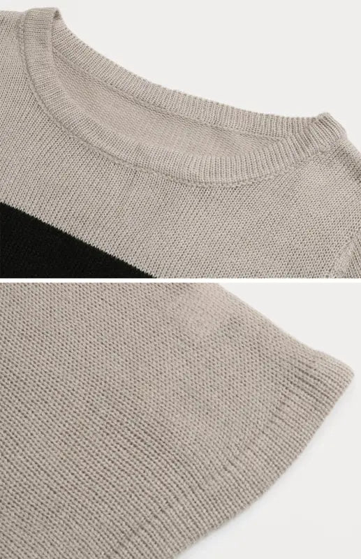 Ladies Round Neck Pullover Color Block Sweater Dress BLUE ZONE PLANET