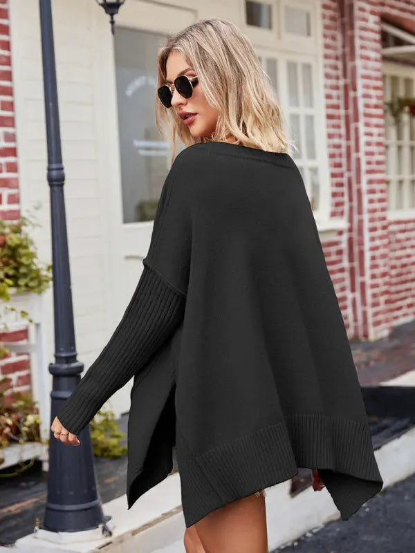 Ladies V Neck Plus Size Fashion Knit Sexy Pullover Sweater kakaclo