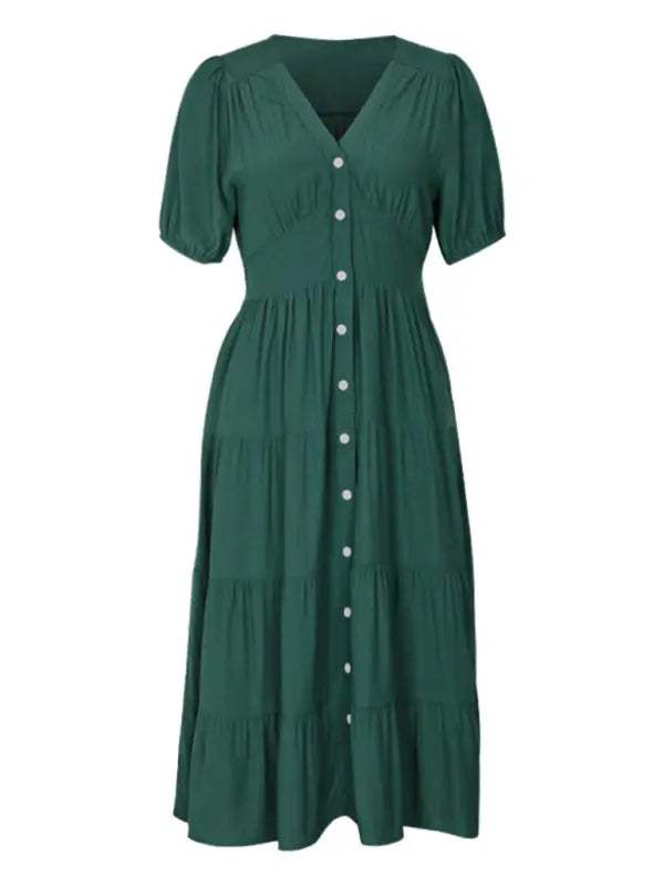 Ladies new V-neck short-sleeved waist dress kakaclo