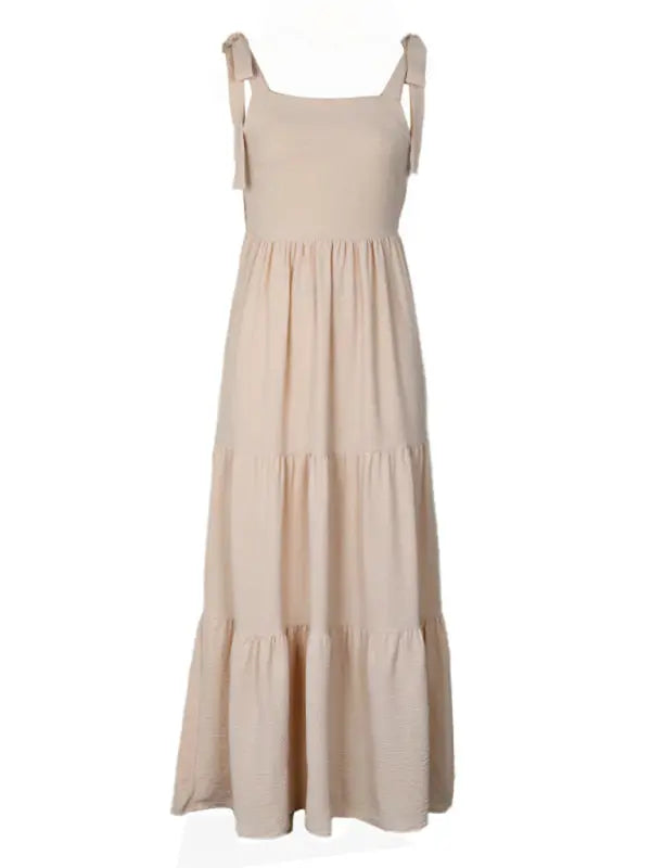 Ladies new backless solid color suspender dress kakaclo