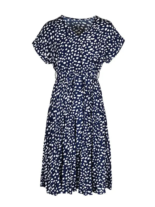 Ladies new raglan short sleeve leopard print dress kakaclo