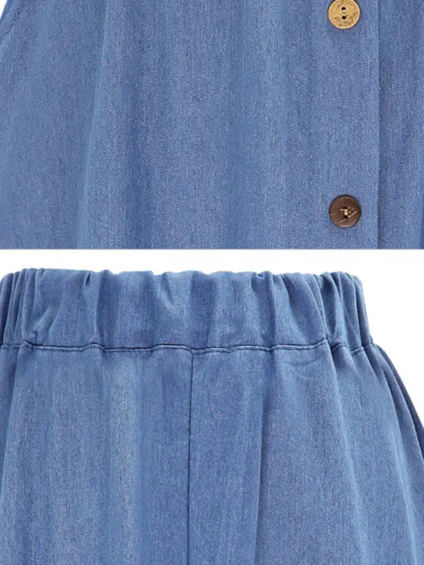 Laura's High Waist Solid Color Midi Denim Skirt kakaclo