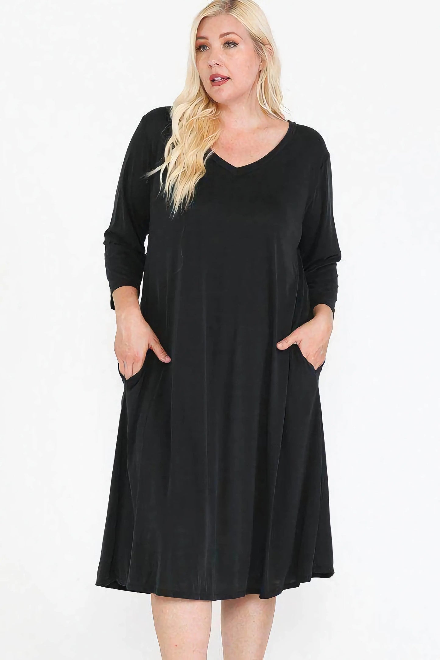 Lauren V-Neck Swing Dress Blue Zone Planet
