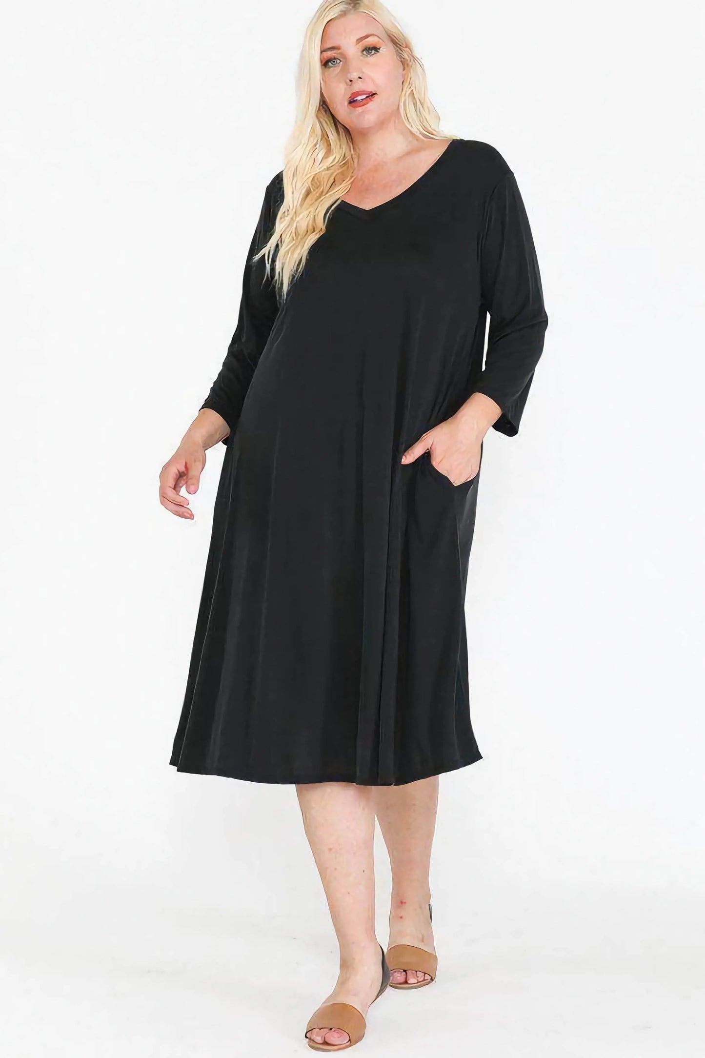 Lauren V-Neck Swing Dress Blue Zone Planet