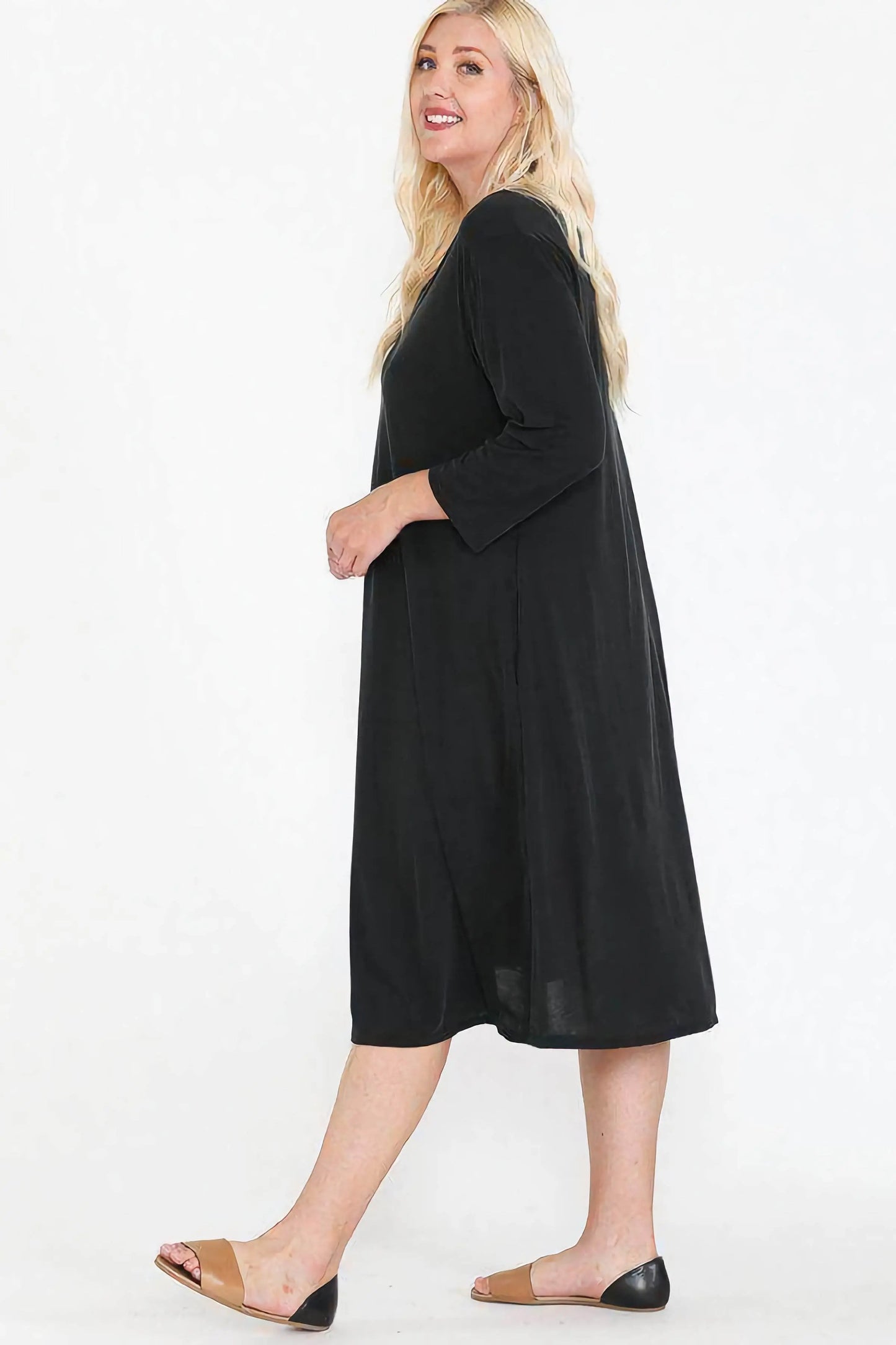 Lauren V-Neck Swing Dress Blue Zone Planet