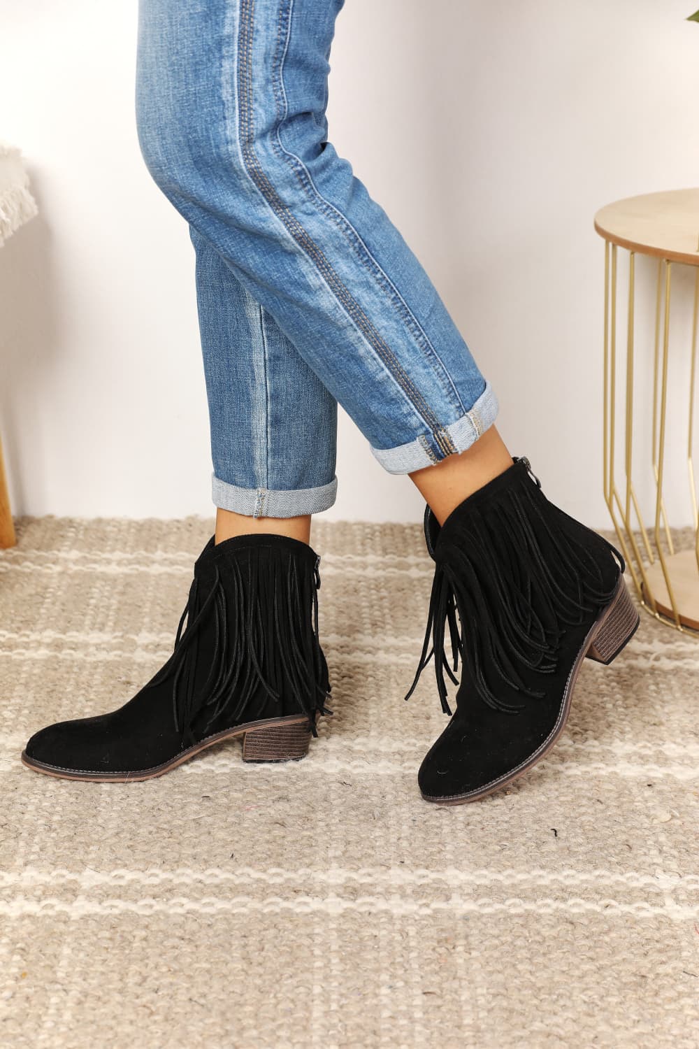 Legend Women's Fringe Cowboy Western Ankle Boots BLUE ZONE PLANET
