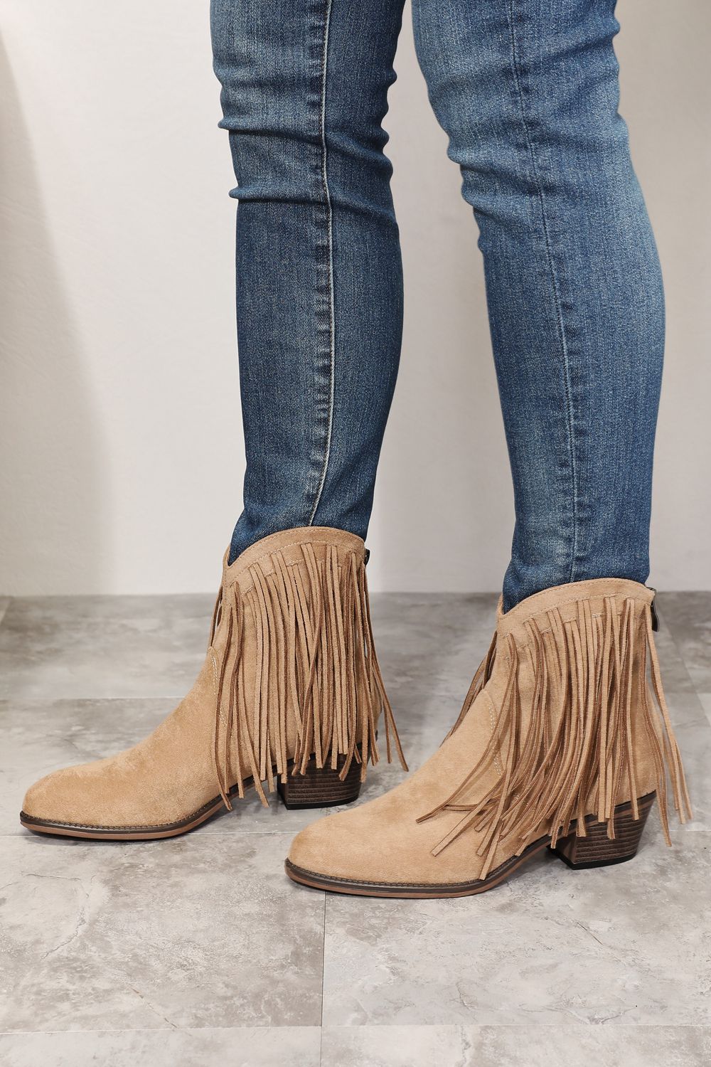 Legend Women's Fringe Cowboy Western Ankle Boots BLUE ZONE PLANET