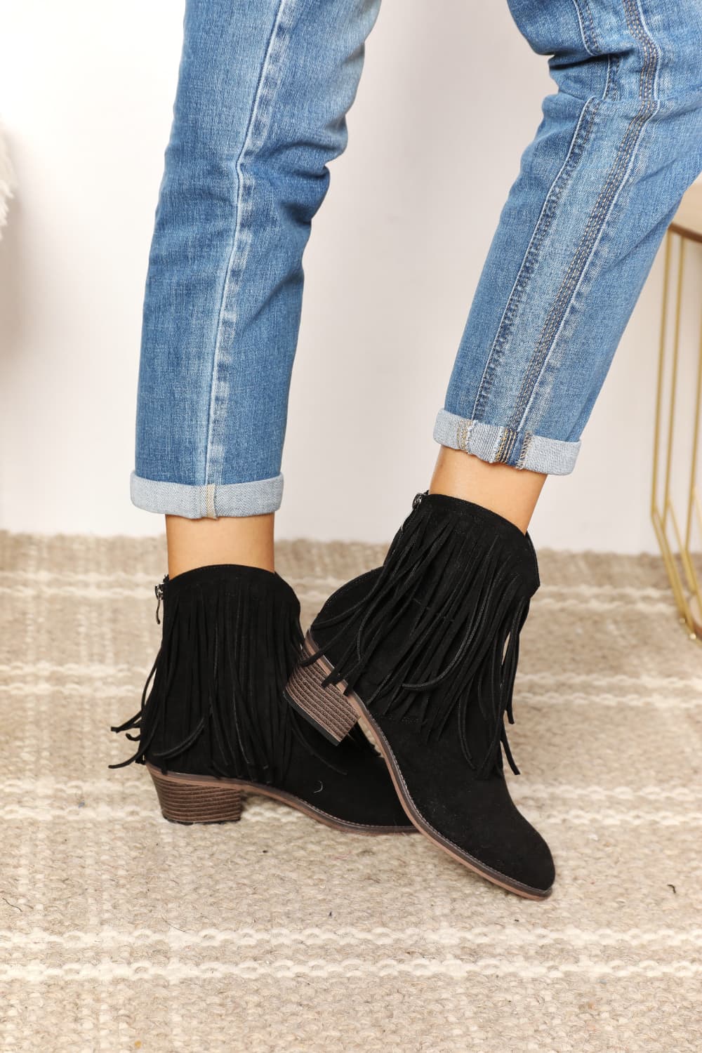 Legend Women's Fringe Cowboy Western Ankle Boots BLUE ZONE PLANET