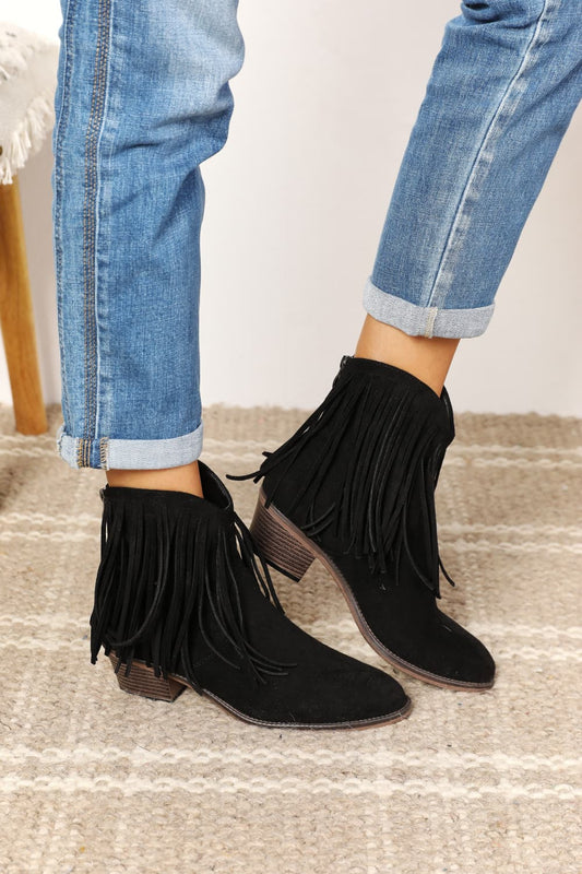 Legend Women's Fringe Cowboy Western Ankle Boots BLUE ZONE PLANET