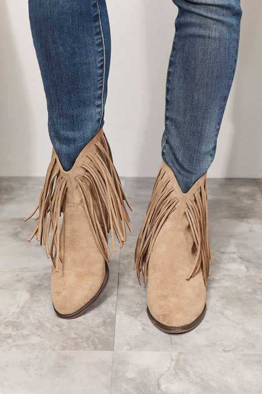 Legend Women's Fringe Cowboy Western Ankle Boots BLUE ZONE PLANET